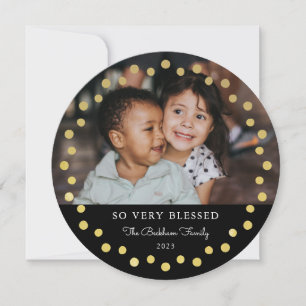 Moderne Faux-Folie Goldpunkte Foto-Ornament Schwar Feiertagskarte