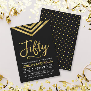 Moderne Faux Gold Chevron 50. Geburtstagsfeier Einladung