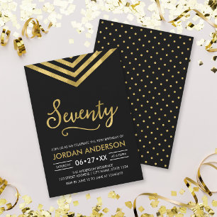 Moderne Faux Gold Chevron 70. Geburtstagsfeier Einladung