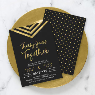 Moderne Faux-Gold-Chevron-Party zum 30. Geburtstag Einladung