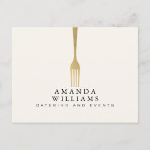 Moderne Faux-Gold-Gabel Catering-Logo Elfenbein Postkarte