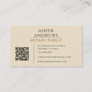 Moderne Faux-Linen Notar-QR-Code Visitenkarte