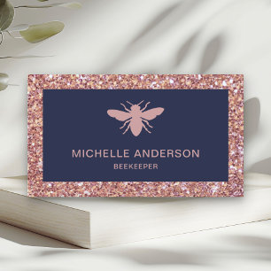 Moderne Faux-Roségold Glitter Honigbiene Imker Visitenkarte