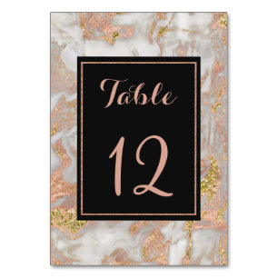 Moderne Faux-Roségold-Marmor-Hochzeitstisch-Nummer Tischnummer