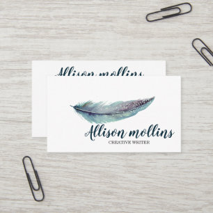 Moderne Feder-Logo für kreative Schriftsteller Visitenkarte