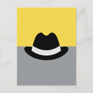Moderne Fedora-Colorblock-Fauxleinwanddruck Postkarte