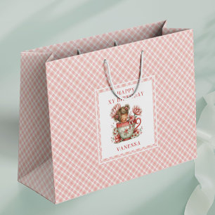 Moderne Feen-Mädchen-Rot-Gesicht-Blumen-Geburtstag Große Geschenktüte