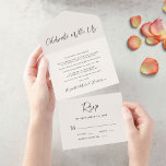 Moderne Feier mit unserer Cream Hochzeitsempfehlun All In One Einladung<br><div class="desc">Modernes helles Creme-Ambiente oder private Hochzeitsankündigung und Empfang - alles in einer Einladung, um Ihre Ehe mit Familie und Freunden zu verkünden und sie zu einem Post-Hochzeitsempfang einzuladen. "Celebrate With Uns" ist in einem chic-Skript geschrieben und Sie können einfach Ihre elopement/wedding Ankündigung und Empfang-Einladung personalisieren. Eine zerreißende UAWG-Postkarte sorgt für...</div>