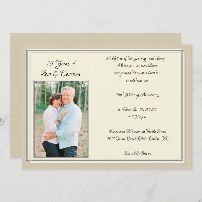 Moderne Feier zum 25. Jahrestag Einladung (Vorne/Hinten)