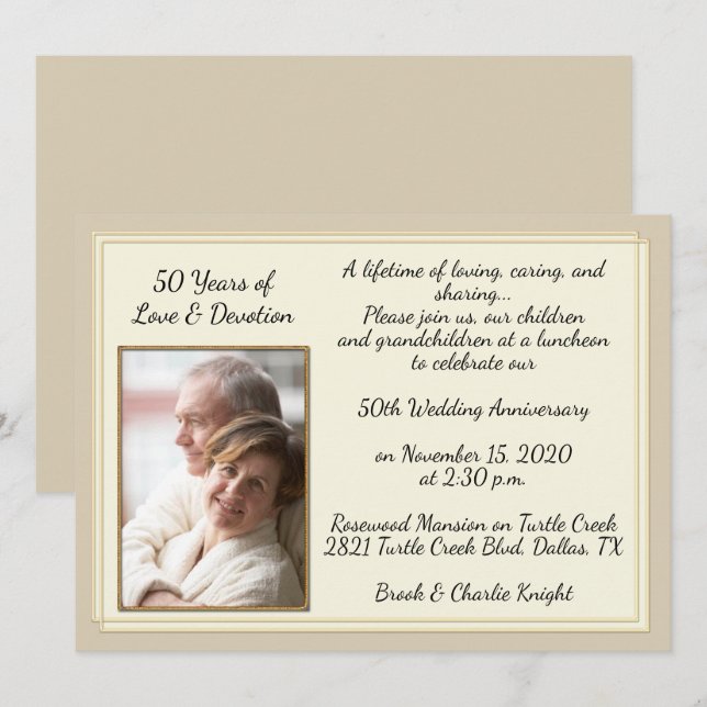 Moderne Feier zum 50. Jahrestag Einladung (Vorne/Hinten)