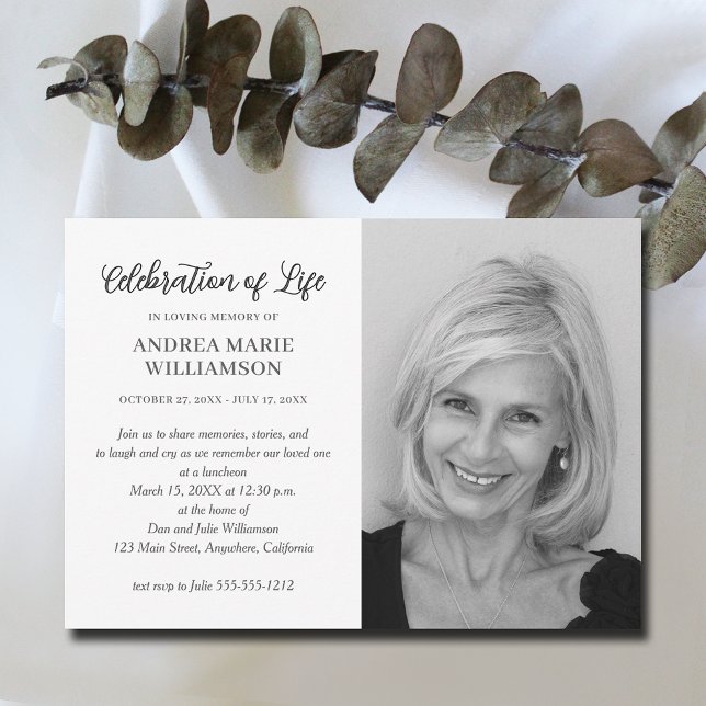 Moderne Feier zum Foto des Lebens Einladung (Elegant funeral Celebration of Life photo invitations, PRINTED and/or INSTANT DOWNLOAD)