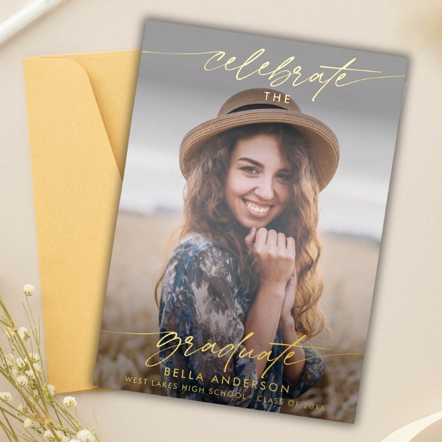 Moderne Feiern Sie das Foto-Overlay für Hochschula Folieneinladung (Von Creator hochgeladen)