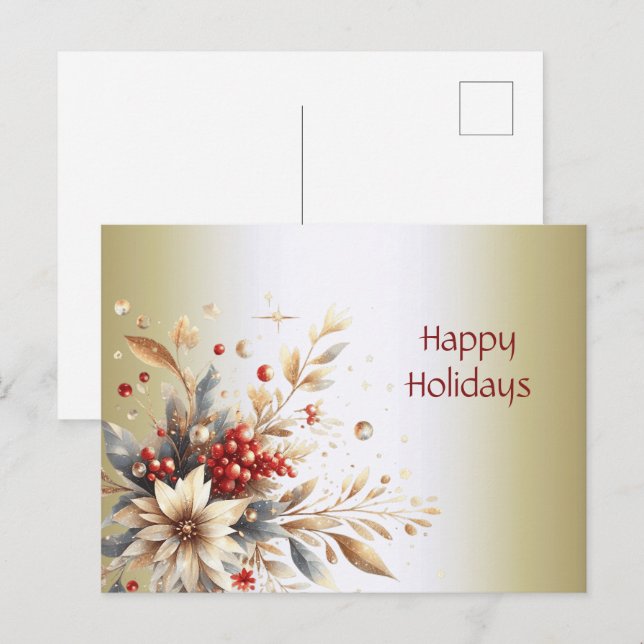 Moderne Feiertagsblumen Postkarte (Vorne/Hinten)