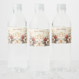 Moderne Feiertagsblumen Wasserflaschenetikett
