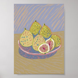 Moderne Feigen-Stillleben-Pastell-Malerische Obst- Poster