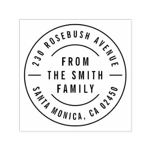 Moderne, feine Familienname & Round Rücksendeadres Permastempel