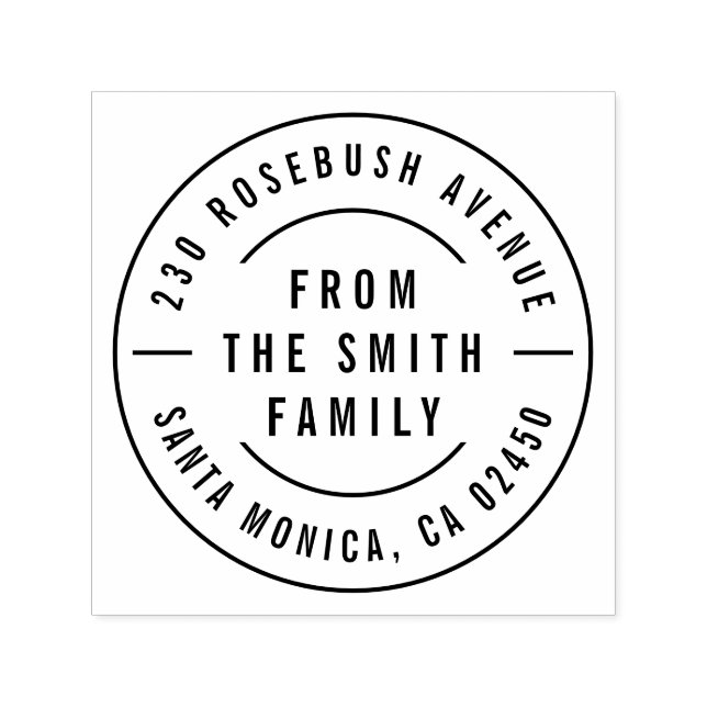 Moderne, feine Familienname & Round Rücksendeadres Permastempel (Design)