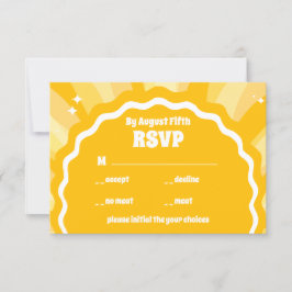Moderne, feine, gelbe Wavy Arch Wedding RSVP Karte