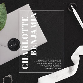 Moderne, feine Minimalistische Hochzeit Acryleinladungen