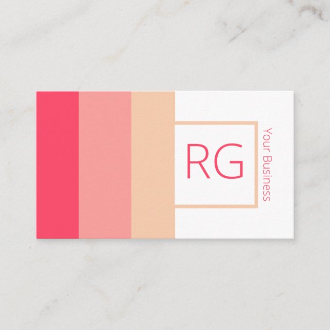 Moderne, feine rosa Farbtöne Mit Monogramm Persona Visitenkarte (Vorderseite)