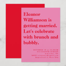 Moderne, feine Rosa und rote Typografie Bridal Bru