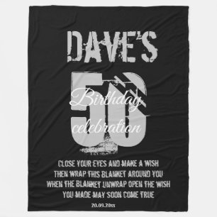Moderne, feine schwarze 50. Geburtstagswünsche Fleecedecke