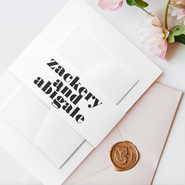 Moderne, feine, weiße Schwarze Hochzeit Einladungsbanderole (Von Creator hochgeladen)