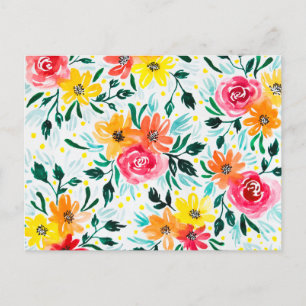 Moderne Feminine Floral Aquarellbilder Postkarte