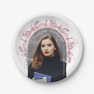 Moderne feminine rosa Abschluss-Silhouette Rahmen Pappteller