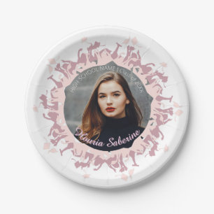 Moderne feminine rosa Abschluss-Silhouette Rahmen Pappteller