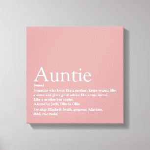 Moderne, feminine, rosa Tante Tante-Definition Leinwanddruck