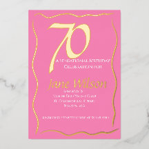  Moderne feminine rosa und Folie 70. Geburtstag 