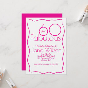 Moderne feminine Schrift Rosa Weiß 60. Geburtstag Einladung
