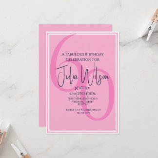 Moderne feminine Typografie Rosa 60. Geburtstag Einladung