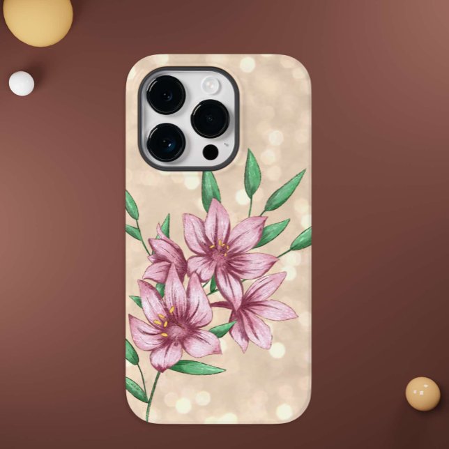 Moderne feminines Rosa-Blumenmuster Case-Mate iPhone Hülle (Von Creator hochgeladen)