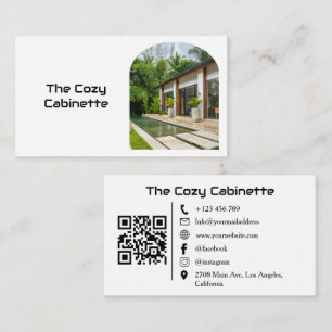 Moderne Ferienhaus-Vermietung QR-Code Foto Visitenkarte