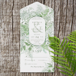 Moderne Fern Green Folies Weiß kein Abendessen All In One Einladung