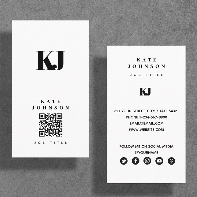 Moderne feste Monogramm-Initialen QR-Code  Visitenkarte (Von Creator hochgeladen)