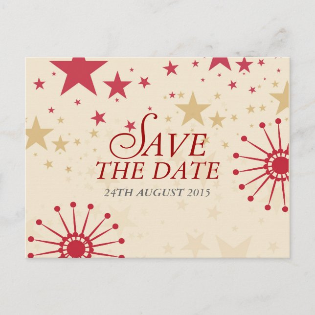 Moderne Feste Save the Date Postkarte (Vorderseite)