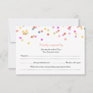 Moderne Festivals Confetti Wedding RSVP Cards Karte