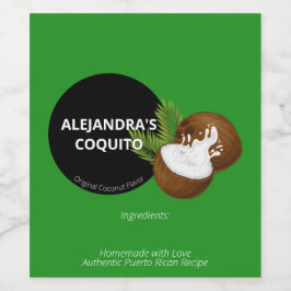 Moderne festliche grüne Kokosnuss-Splash Coquito F Weinetikett