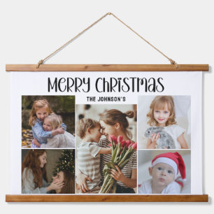 Moderne Festliche Lässige Farbige Weihnachten 5 Fo Wandteppich Mit Holzrahmen
