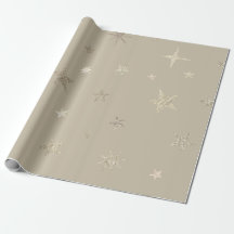Moderne festliche Naturbeige Gold Stars Rolle