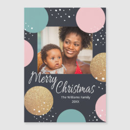 Moderne festliche Punkte Schnee Foto Weihnachten Magnetkarte