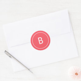 Moderne Festliche Rote Monogramm-Weihnachtsumschla Runder Aufkleber