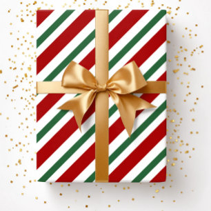 Moderne festliche Rote Streifen Weihnachten Geschenkpapier