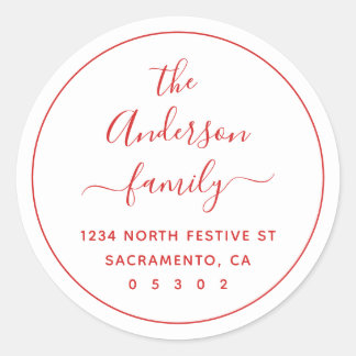Moderne festliche Rücksendeadresse Runder Aufkleber