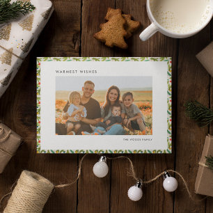 Moderne Festliche Weihnachtsmuster-Familienfoto Feiertagskarte