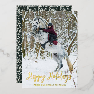 Moderne Festtags-Schrift Equestrian-Foto Folien Feiertagskarte