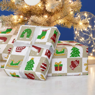 Moderne Festtags-Weihnachtsgitter-Muster  Geschenkpapier